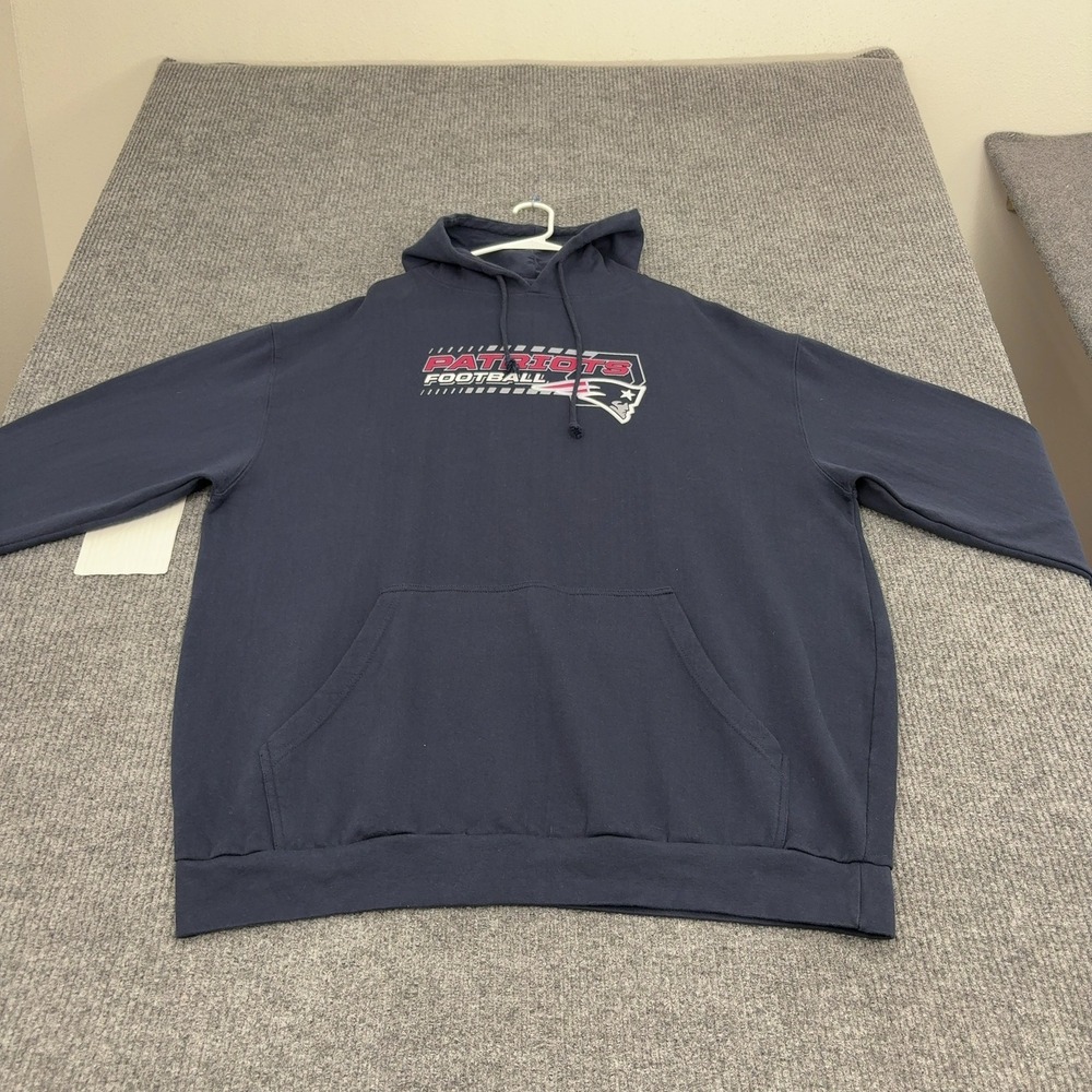 New England Patriots NFL Hoodie Mens 4X Navy Cotton Polyester Graphic Sportswear